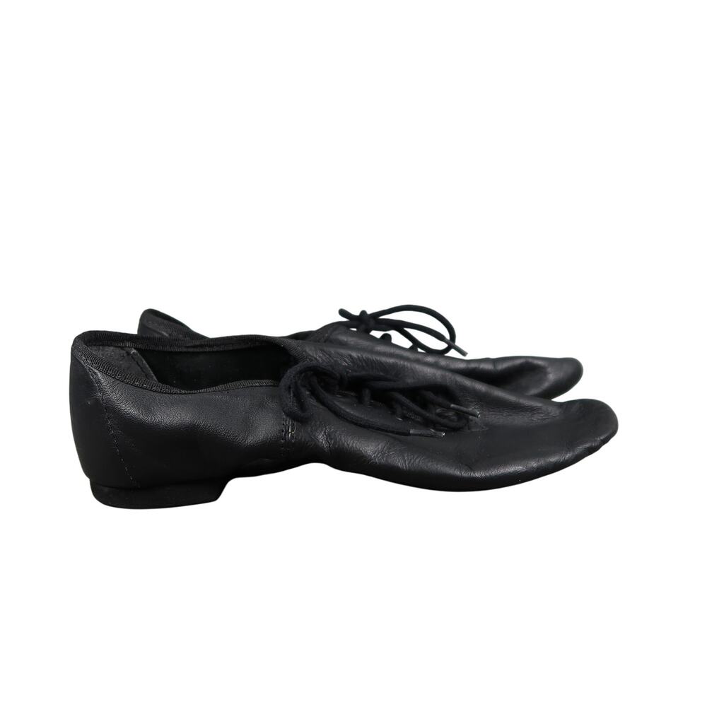 Leo's Dancewear Shoes Women 5.5 Jazz Soft Split Sole Leather Lace Up Dance Black